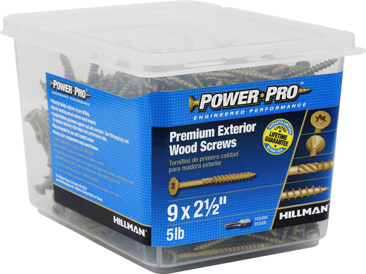 Hillman 48610 Power Pro Premium Exterior Wood Screw, 9 X 2 1/2Inch