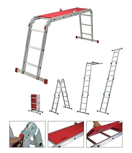 Youngman Capacity 150 Kg Aluminium Multipurpose Stepladder Ladder Extension, 92x26x35, Silver