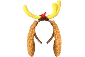 Luvfamday Deer Antler Headband with Dog Ears Deer Horn Headpiece Reindeer Costume Accessories Party Favors Women Men Adult