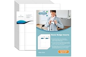 MaxGear 240 Name Badge Inserts Badge Labels, 3" x 4" Printable Name Tags Insert, Personalized Insert Badges Refill, Custom Card Paper Compatible with Laser/Inkjet Printer, Office, White