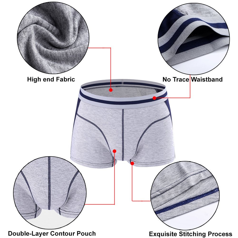 Men\'s Micro Modal Trunks Pack of 4 Underwear Soft Waistband Low Rise Boxer Briefs No Fly Pouch,Size S