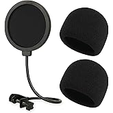 Rigych Microphone Pop Filter and Foam Windscreen for Razer Seiren V2 Pro Mic, Professional Microphone Pop Screen with Foam Mic Cover for Studio Recording and Streaming