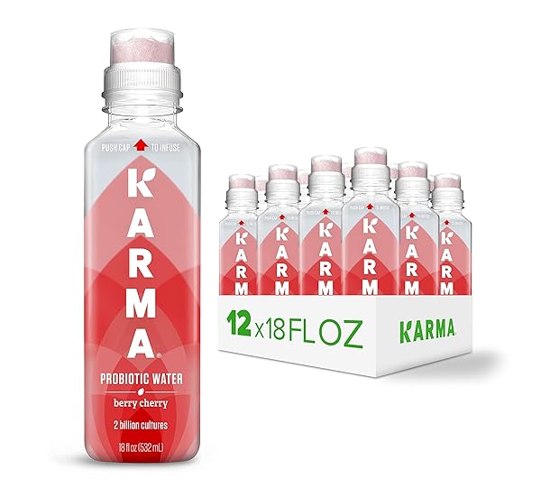 KARMA PROBIOTIC WATER – 12 PACK, BERRY CHERRY DRINK – IMMUNE & GUT HEALTH SUPPORT