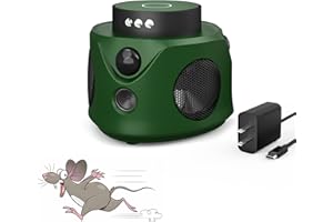 HuKimGee Rodent Repellent Ultrasonic, Intelligent Frequency Conversion Ultrasonic& PIR& Flash Light, Triple Mouse Repellent Effect, for Bat, Rodent, Mice, Squirrel, Spider, Roach(Green)…