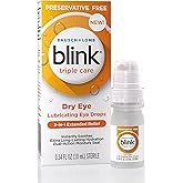 Blink Triple Care Preservative Free Lubricating Eye Drops, 0.34 fl oz | 3-in-1 dry eye symptom relief, hyaluronic acid, lipid nano-emulsion, up to 10 hrs relief*,preservative free,clinically proven