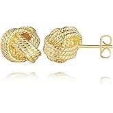 BEAUSPA Gold Studs Earrings for Women 14K Gold Earrings for Women Everyday Stud Earring for Womens Stud Everyday Delicate Braided Woven Knot Statement Womens Earring Studs
