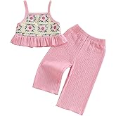 Baby Girl Outfits Crocheted Ruffled Camisole And Elastic Pants Set 6 12 18 24 Months 2 3 4 T