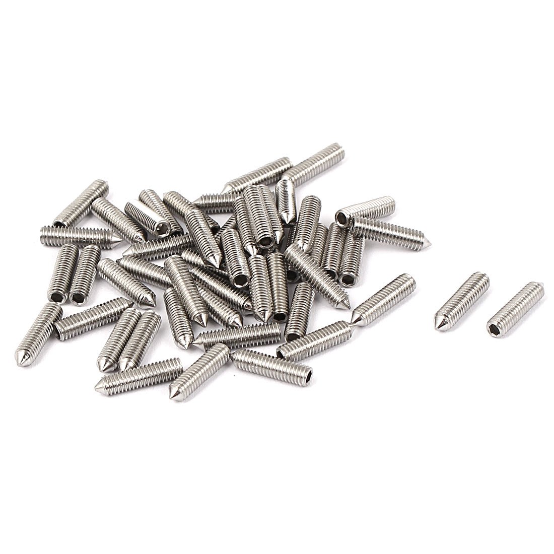 Sourcingmap M3 x 12mm Cone Point Hex Socket Set Grub Screw Silver Tone 50 Pcs