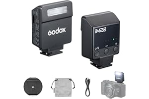 Godox iM22 Flash iM22 Camera Flash, 5 Power Levels, 440 Full Power Flashes, iM22 Mini Flash Light with Built-in Lithium Batte