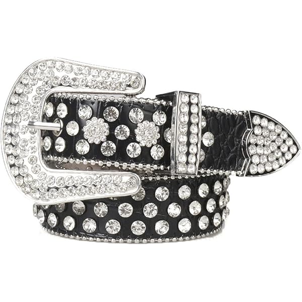 YJSG Rhinestone Belt for Men Women Western Cowboy Cowgirl