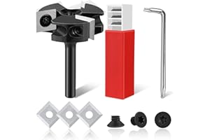 Virego CNC Spoilboard Surfacing Router Bit, 1/4" Shank 1-1/2" Cutting Diameter, Slab Flattening Router Bit Planing Bit, 3 Extra Replaceable Blades, Carbide, Black