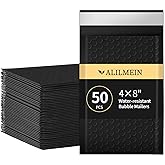 Alilmein 4×8" Inch Bubble Mailers 50 Pack Small Bubble Mailers Waterproof Padded Envelopes Self Seal Adhesive Shipping Bags for Mailing Cards Jewelry Makeup and Small Business Packaging