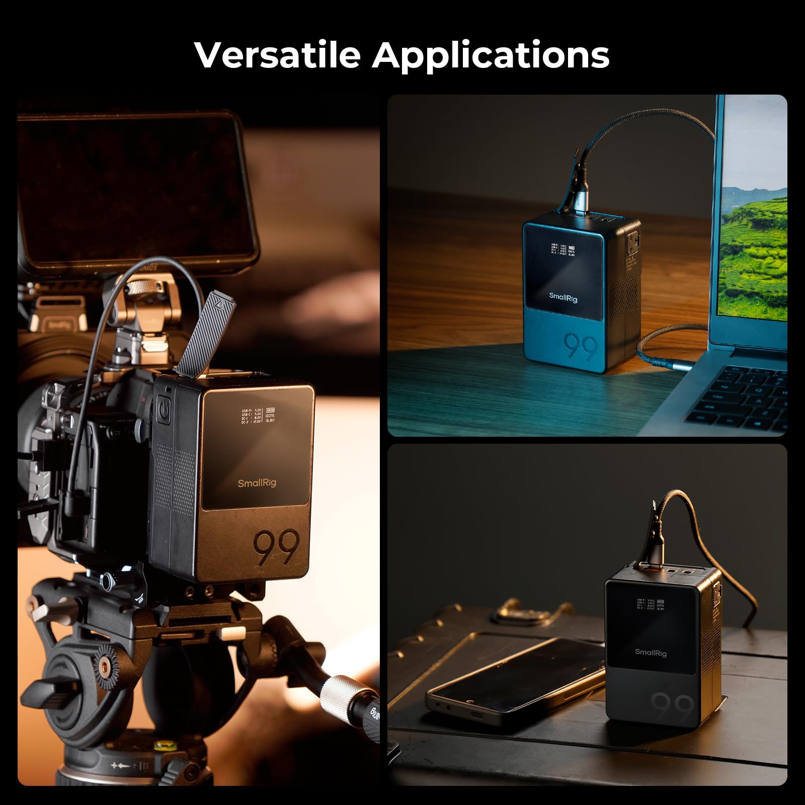 SMALLRIG V Mount Battery VB99, 99Wh / 6800mAh V Lock Battery with 100W Output, 2H Full Charge, with USB-C, D-TAP, USB-A, Dual DC Port, OLED Screen, for Camera, Camcorder, Monitor, Video Light
