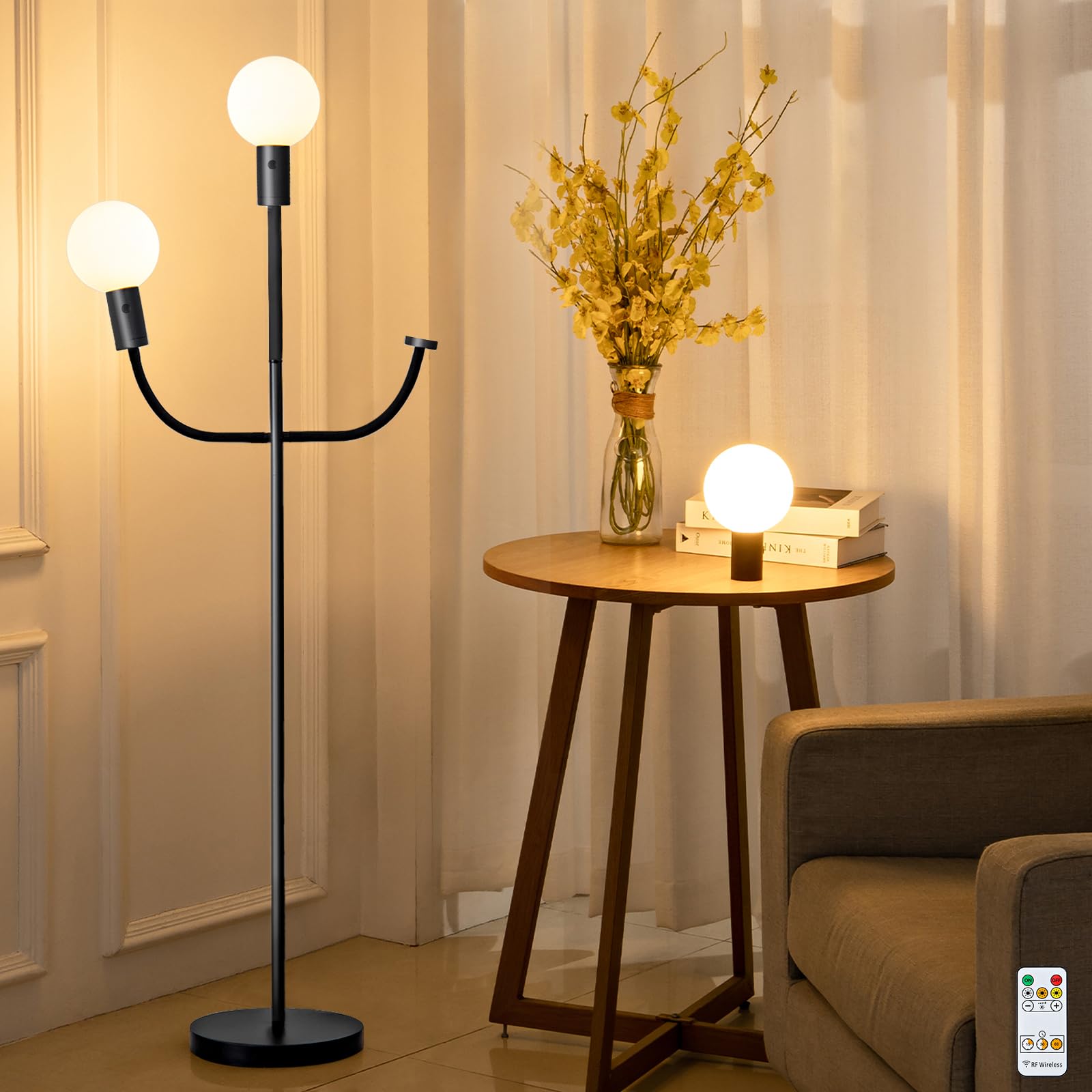 Photo 1 of DEXULESA Led Magnetic Dimmable Floor Lamp with Remote Control, Adjustable Floor Lamp 360° Rotating Arm 15W 2700K Standing Lamps for Living Room, Bedroom, Office
