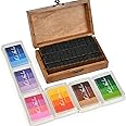70PCS Alphabet Stamp Set Vintage Wooden Rubber Letter Number and Symbol Stamp Set with 6 Colorful Ink Pad, with Small Wooden