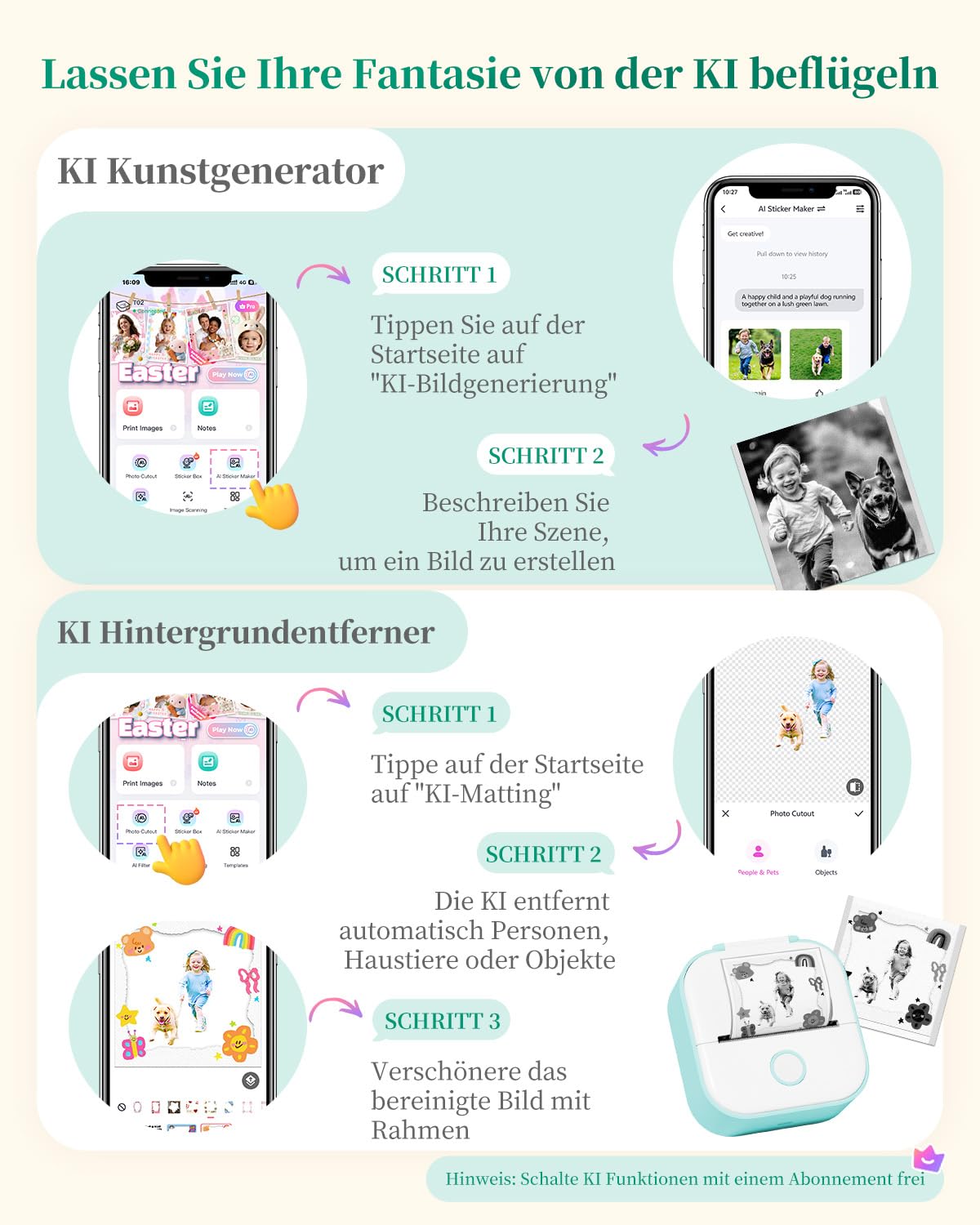 Mini Drucker T02 Mini Drucker für Smartphone Fotodrucker Mini Thermodrucker 6