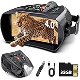 Night Vision Goggles for Adults, 4K Night Vision Binoculars with 5000mAh Battery, 32GB TF Card & 4'' HD Screen and Flashlight for Camping & Security, Hunting Gear Camping Gifts for Men Husband