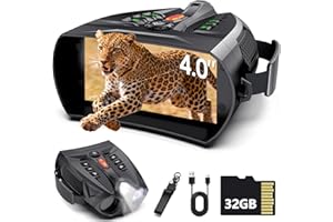 TEZOUSI Night Vision Goggles for Adults, 4K Night Vision Binoculars with 5000mAh Battery, 32GB TF Card & 4'' HD Screen and Flashlight for Camping & Security, Hunting Gear Camping Gifts for Men Husband