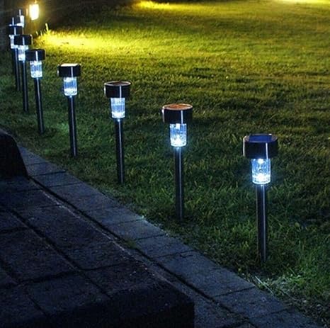 Preyank Solar 10 X Solar Led Cool White Light Lamp For Path Garden Outdoor Landscape Yard Black Amazon In Sports Fitness Outdoors