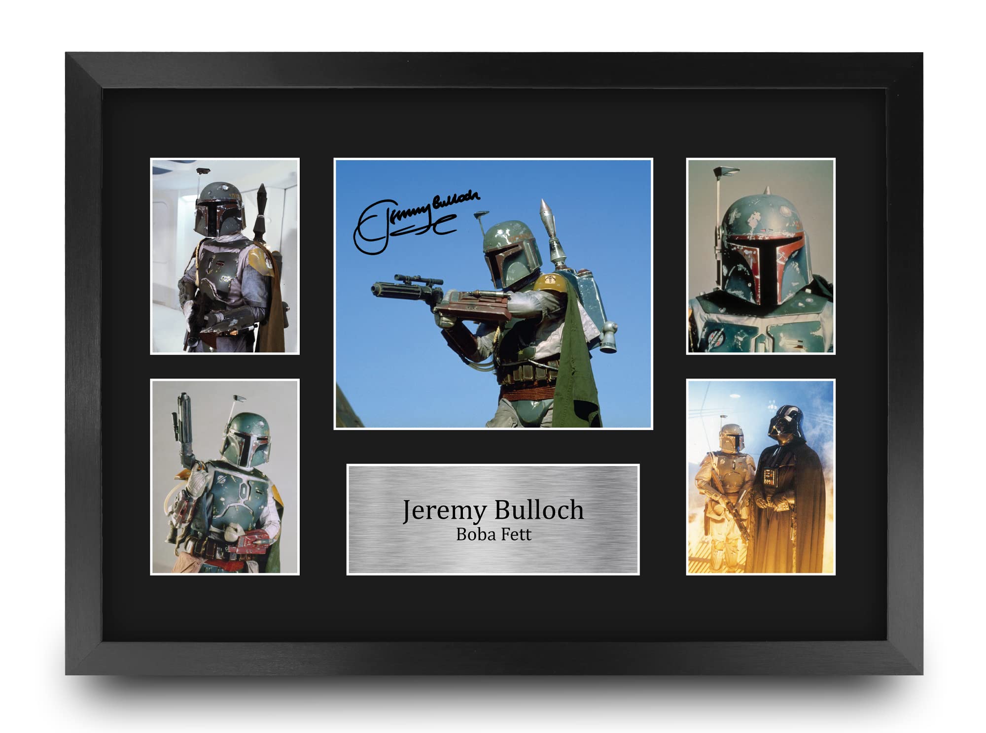 HWC Trading FR A3 Jeremy Bulloch Boba Fett Star Wars Gifts Printed Signed Autograph Presentation Photo Montage Display for TV Show Fans - A3 Framed