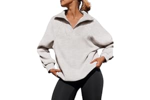 ZESICA Women's Half Zip Oversized Sweatshirts 2024 Long Sleeve Quarter Zipper Fleece Y2K Pullover Hoodies Tops