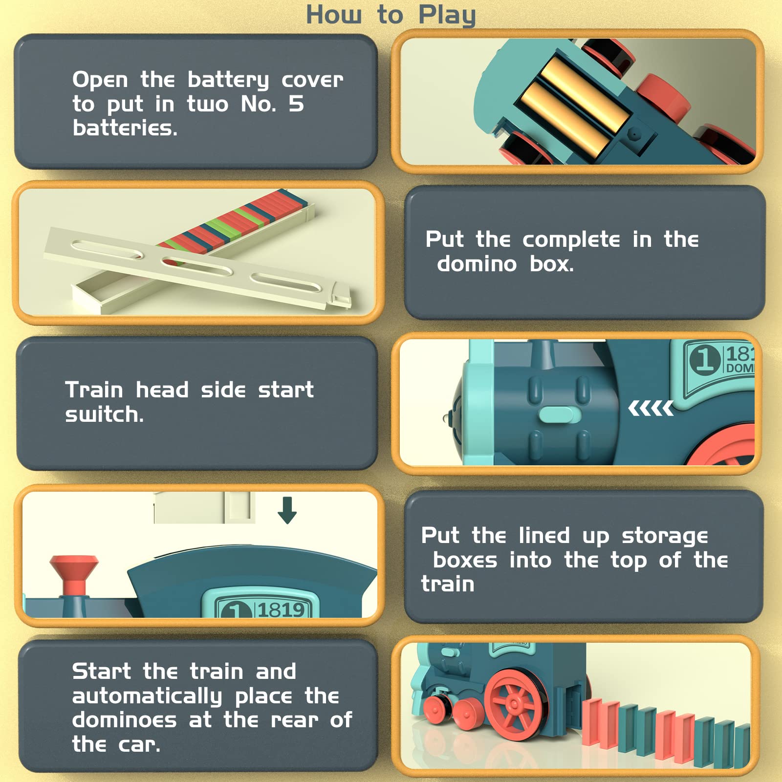 Domino Train Toys Kids Games - Automatic Stacking Creative Game 3+ Year Old - Stem Montessori Toy for Boys 4-6 - Summer Autistic Christmas Birthday Gifts 5 6 Toddler Ages 4-8 180PCS