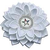 Order of the Eastern Star - All White Ceremonial 4.5" Paraphernalia Flower Brooch Pin for Women, Inspired for meetings, events, Conferences, Luncheons
