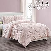 WPM WORLD PRODUCTS MART 2 Piece Microfiber Twin Size Comforter Set Pinch Pleat Pintuck Down Alternative Bedding - All Season Rose Blush Pink Bedroom Decor- JN1 (Twin)