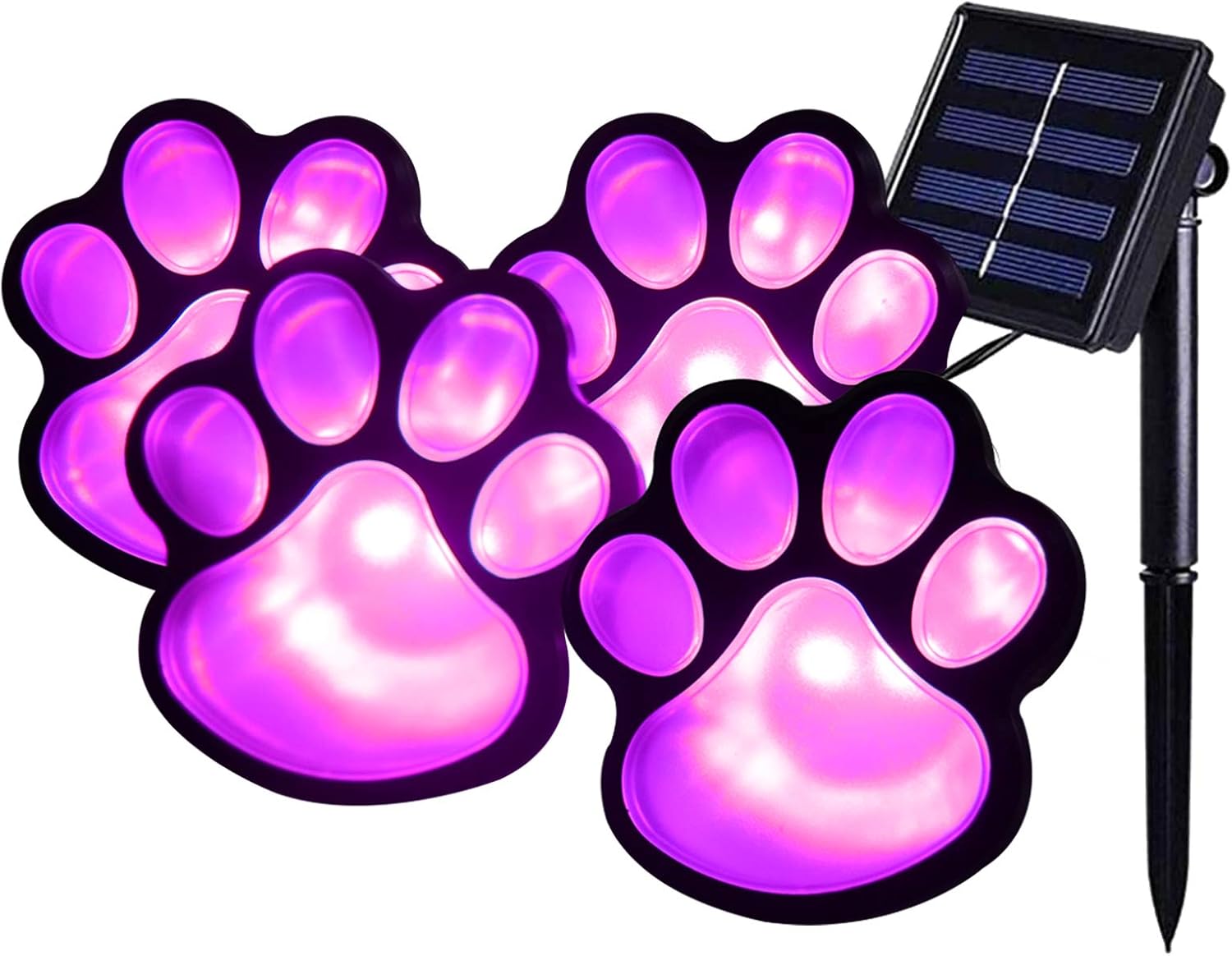 Elnsivo Solar Paw Print Lights, Solar Powered Lights Outdoor Dog Pink