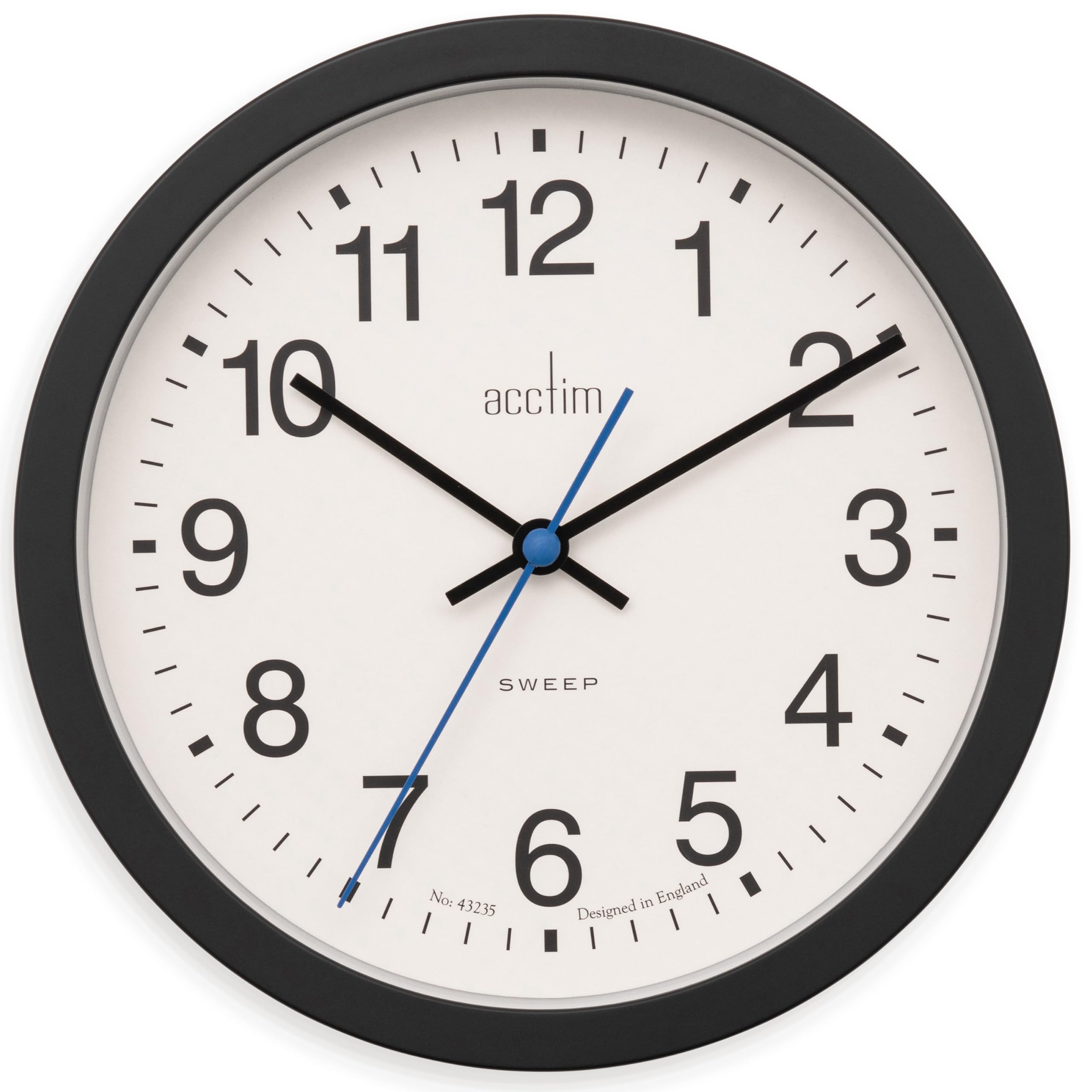 Acctim Bromham Non Ticking Sweep Seconds Hand Wall Clock 20cm Diameter (Black)