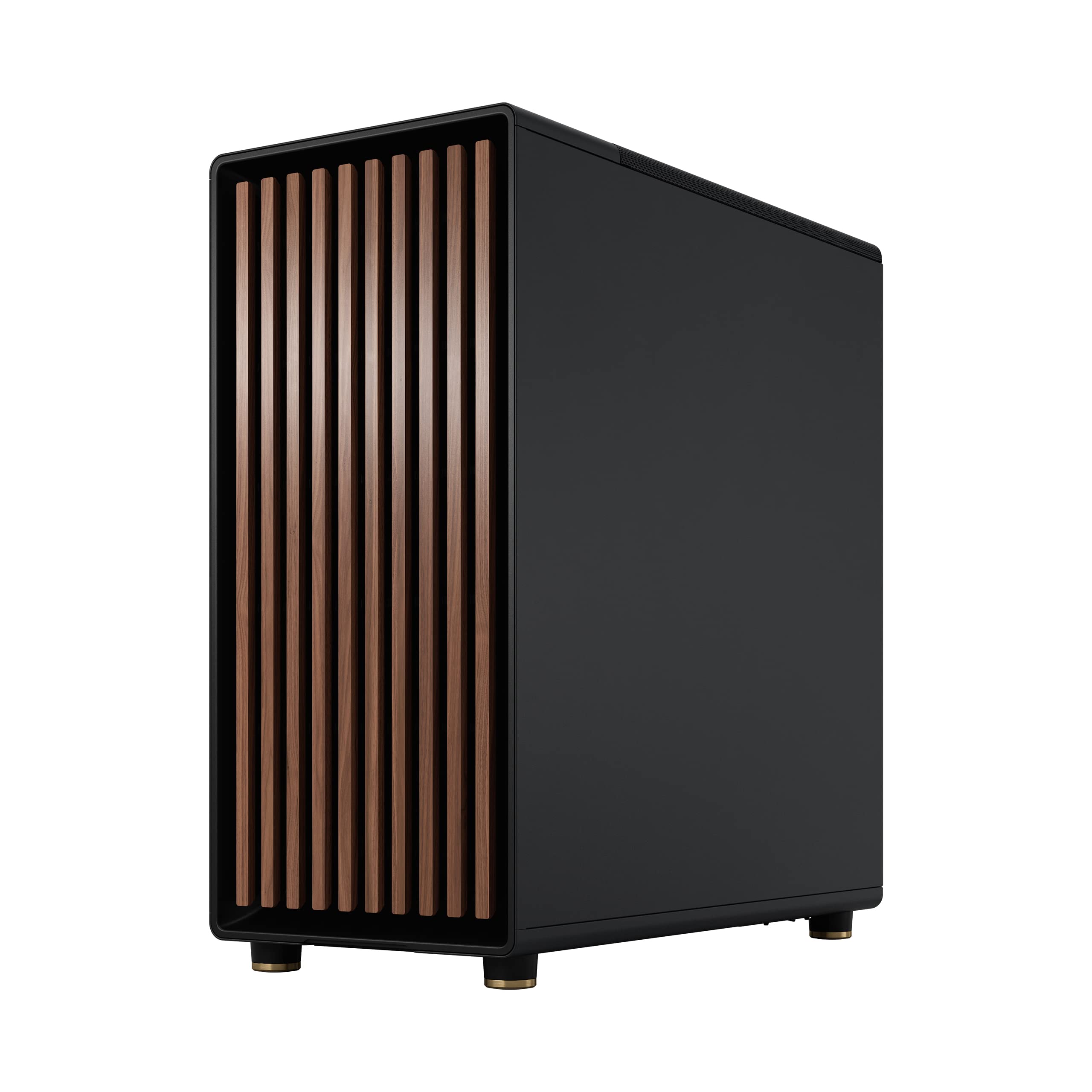 Fractal Design North - Genuine Walnut Wood Front - Mesh Side Panels - Two 140mm Aspect PWM Fans Included - Type C USB - ATX Airflow Mid Tower PC Gaming Case,Charcoal Black