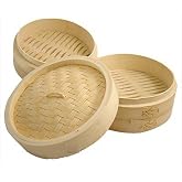 JapanBargain 2224, Large Chinese Bamboo Steamer Steaming Basket for Vegetable Seafood Dim Sum Dumpling Bun Egg, 12-inch