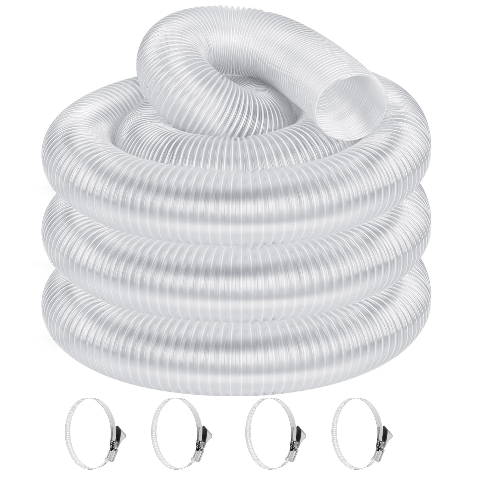Photo 1 of Elecoman 2 1/2" x 20' Heavy PVC Dust Collection Hose,Flexible Clear Debris and Fume Collection Hose with Stainless Steel Hose Clamps for Dust Collectors with 2 1/2" Ports, Ideal for Shop Vacuums