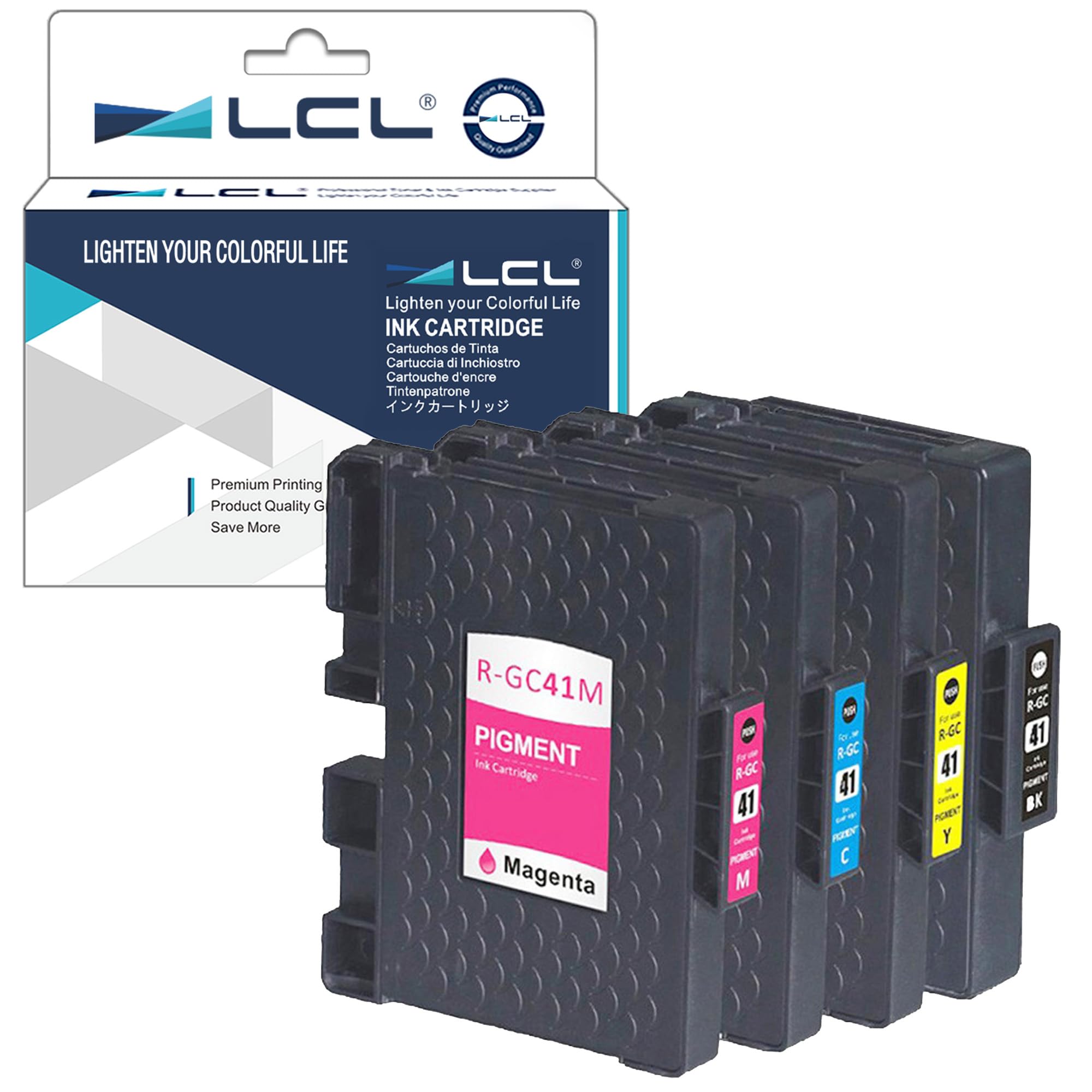 LCL GC-41 GC41 GC-41K GC-41C GC-41M GC-41Y Sublimation Ink Cartridge Compatible for RICOH IPSiO SG 2100 2010L 2100 7100 3100 3110SFNW SG K-3100DN SG3100 SG3120B SF SG3120B SFN (4PK KCMY)