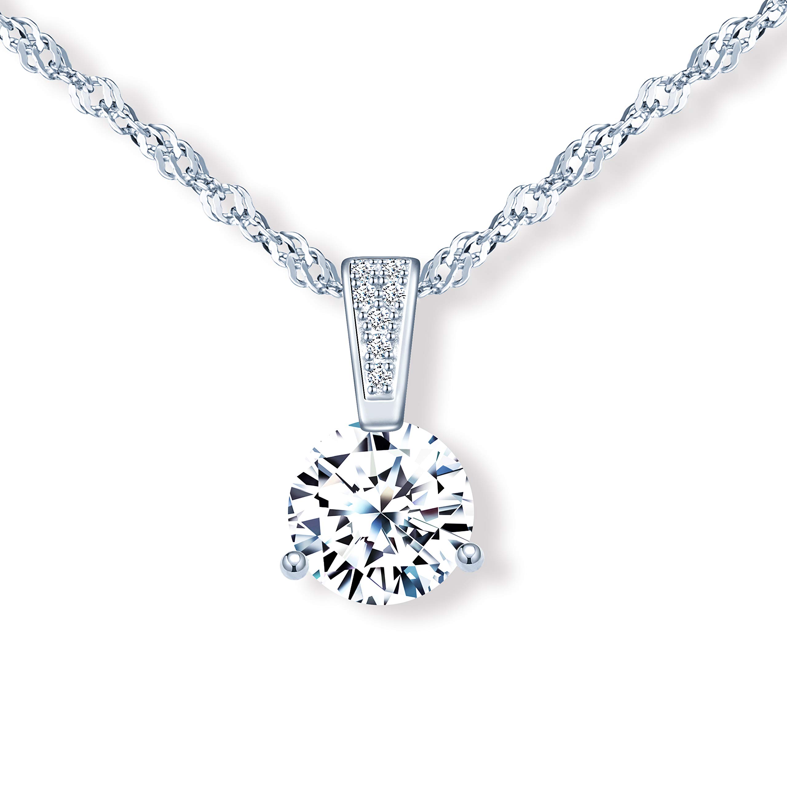 MicLee Women's girl's Necklace pendant, 925 Sterling Silver necklace, Fashion diamond necklace, Inlaid zircon, beautiful and shining pendant, silver