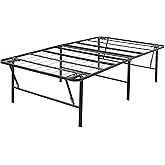 Amazon Basics Foldable Metal Platform Bed Frame with Tool Free Setup, 18 Inches High, Sturdy Steel Frame, No Box Spring Needed, Twin, Black