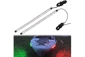 Obcursco Boat Navigation Lights, (1 Pair) 12 Inches LED Navigation Lights for Boats, Boat Lights Bow and Stern for Marine, Kayak, Jon Boat, Bass Boat, Fishing Boat and Pontoon (Red and Green)