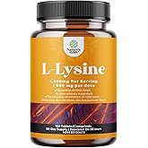 L Lysine 1000mg Free Form - High Strength L-Lysine Supplement for Eye Health Lip Care Collagen Synthesis and Immune Support -