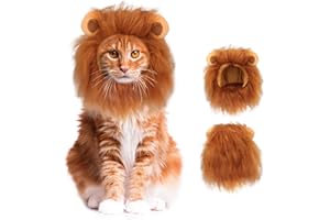 IKIATY Cat Halloween Costumes - Lion Mane Wigs for Cat Costumes, Adjustable Comfortable Funny Pet Kitten Cats Dress Up Clothing Accessories for Halloween Christmas Festival Party