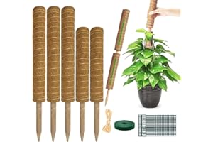 Moss Pole Plant Support Monstera - 5 Pack Coco Coir Moss Stick Plants Climber Support Indoor Monstera Stake for Climbing Plan