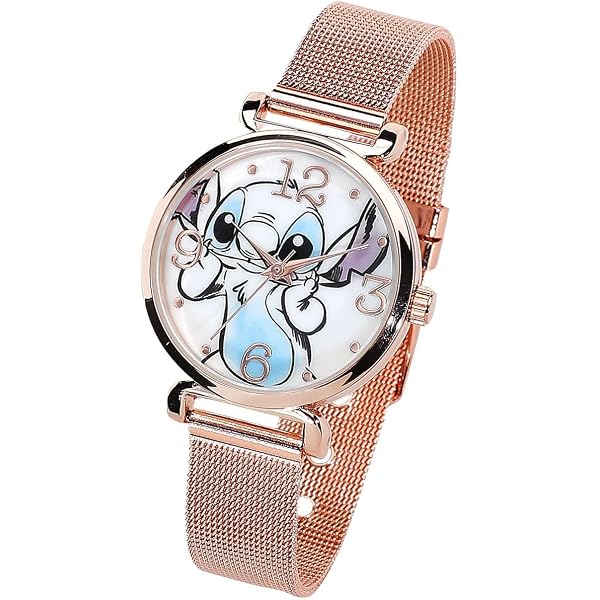 DISNEY LILO & STITCH Frog WATCH!Cute Animal Rose Gold Faux Leather Tropical Leaf Amazon.com: Accutime Disney Lilo & Stitch Adult Digital  main image 3