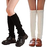 2 Pair Knit Winter Thermal Warm Leg Warmers -Long Socks Boot Cuffs Topper Legging Pads For Women Lady Girls Xmas Gift