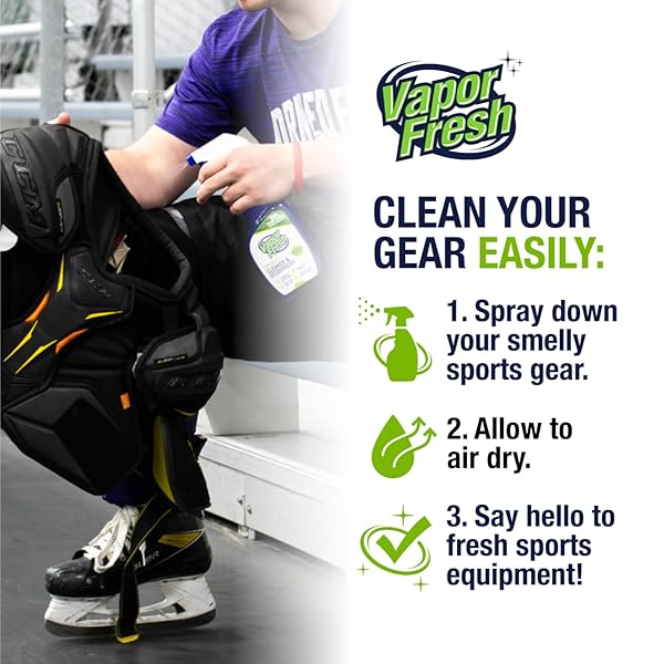 VAPOR FRESH SPORTS CLEANER AND DEODORIZER – FOR BOXING GLOVES, SPORTS PADS, HELMETS, GYM BAGS, GYM EQUIPMENT AND MORE – NATURALLY POWERED BY PLANTS, 16 FL OZ (1-PACK)