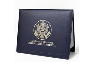 SUNEE Certificate Holder – US Citizenship Gifts Elegant Certificate Cover with Clear Protector for 8.5" x 11" Paper, Navy Blue