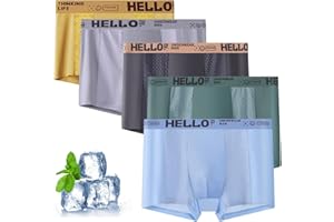 puyode Hello Underwear for Men, Hello Ice Mesh Underwear for Men, Mens Ice Silk Boxer Briefs Soft Nylon Trunks
