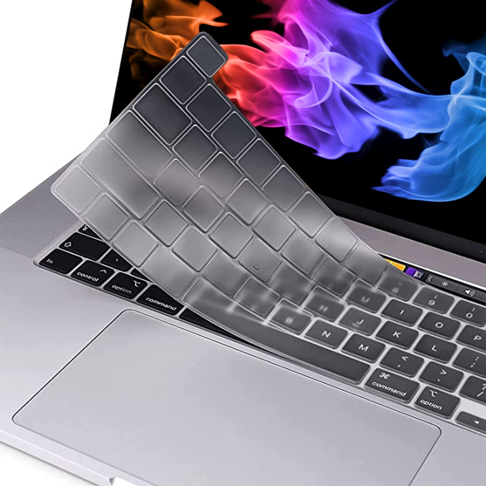 Ultra Thin EU Layout Keyboard Cover for MacBook Pro 13 inch with Touch ID 2023 2022 2021 2020 M2 M1 Chip A2351 A2289 A2238, MacBook Pro 16 inch 2020 2019 A2141, Protective TPU Skin(Transparent)