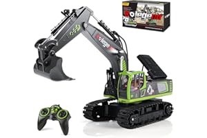 kolegend Remote Control Excavator Toy 16 Inch, 11 Channel RC Construction Vehicles Hydraulic Haulers Digger Toys Gift for 6 7 8 9 10 Years Old Kids Boys