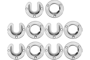 Wideskall Heavy Duty Stainless Steel Closet Pole Sockets Rod End Support with Screws (Chrome Silver, 5 Sets)