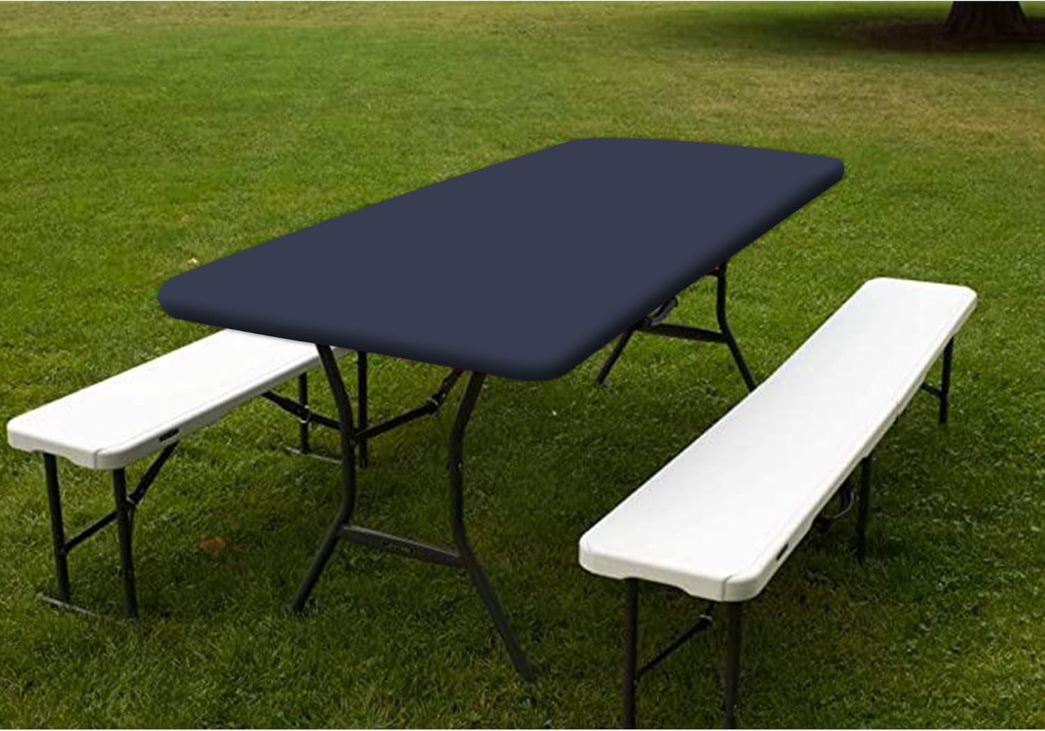 WES Picnic Table Cover Classic Dark Blue Folding Outdoor Table Waterproof Indoor Square Table Cover, Suitable for 31.4" x 15.7" (80x40cm) Outdoor Picnic Table/Holiday/Party Table: Kitchen & Dining