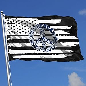 EROOU8W Hippie Flower Power Peace Sign Home Decoration Garden Logo 3x5 feet Canvas Flag